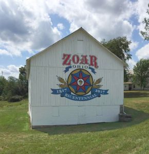Original Zoar barn with bicentennial logo